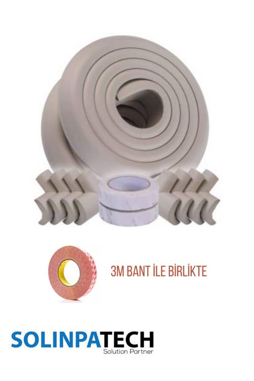 4 Adet Köşelik + 2Metre Krem Renk Kauçuk Masa & Sehpa Kenarlığı Darbe Koruma Seti